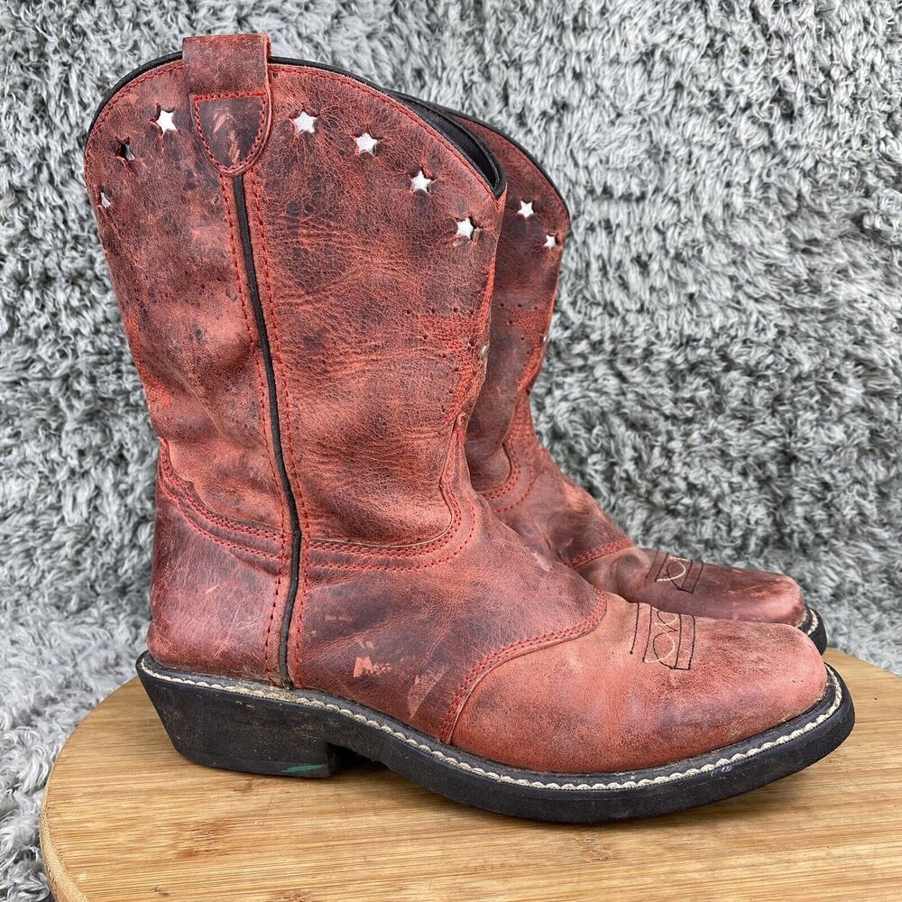 Smoky Mountain Leather Cowboy Boots Youth 2.5 D Square Toe 3477C